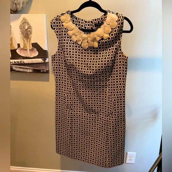 Etcetera by Carlisle Navy/Cream Cap Sleeve Shift Dress size 14/Large - Picture 8 of 9